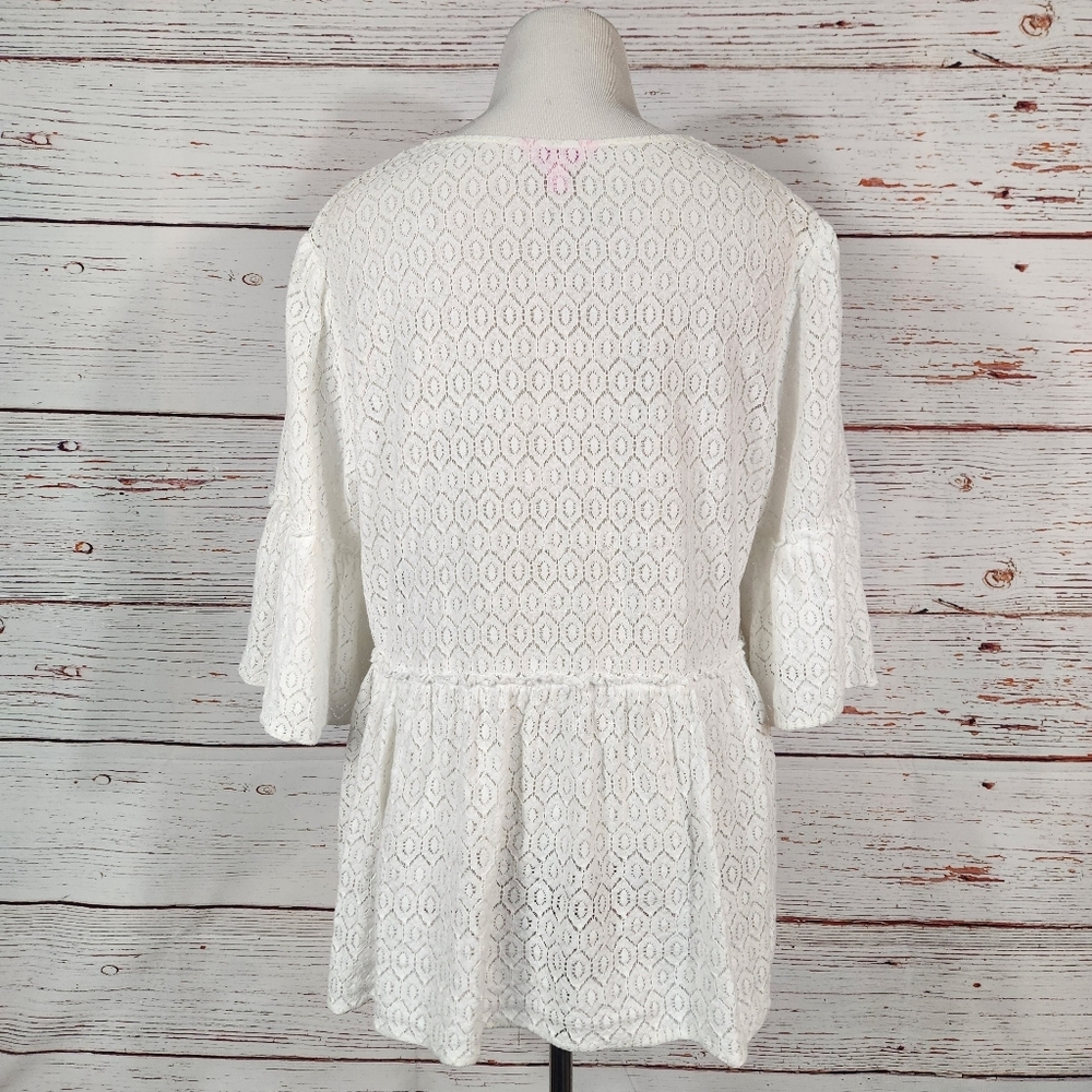 Lilly Pulitzer White Inez Top Geo Diamond Lace Size XL - Picture 6 of 8